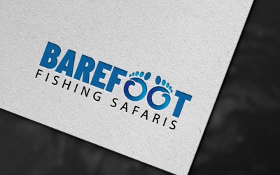 Modèle de logo de safaris de pêche aux pieds nus