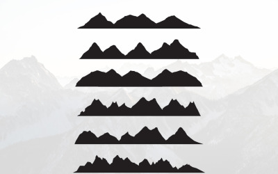Bergsilhouettlandskap i panorama- uppsättning