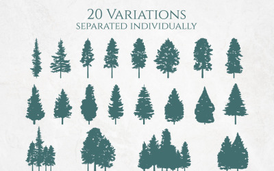 Naald Pine Fir Tree silhouet Set