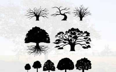 Silhouette d&amp;#39;arbre de chêne - détail de l&amp;#39;illustration et naturel