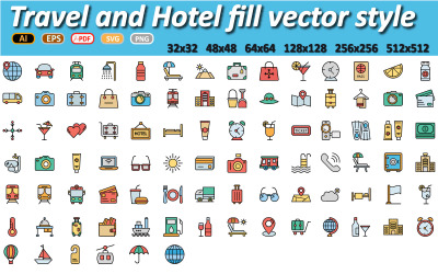 Utazási és szállodai ikonok