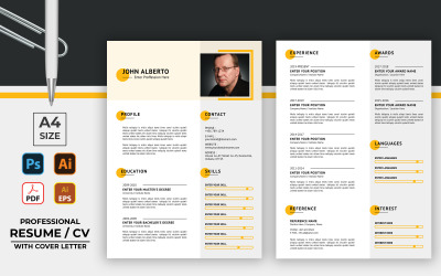 Currículo formato modelo CV com carta de apresentação