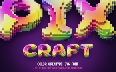 Pixcraft - kolorowa czcionka bitmapowa