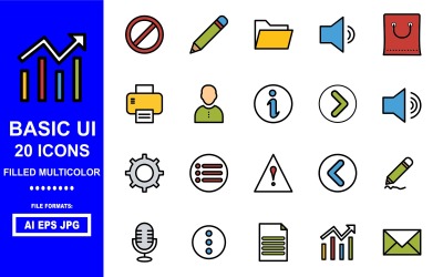 20 Basic UI Filled Multicolor Icon Pack