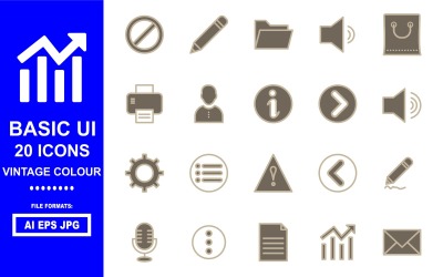 20 Basic UI Vintage Colour Icon Pack