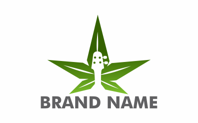 Cannabis guitar Logo Template
