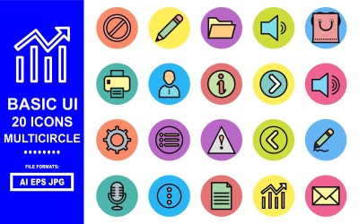 20个基本的UI Multicircle图标包