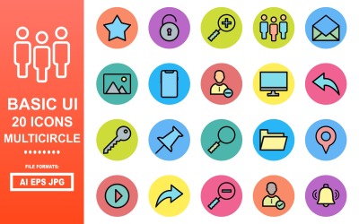 20个基本的UI Multicircle图标包
