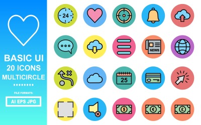 20个基本的UI Multicircle图标包