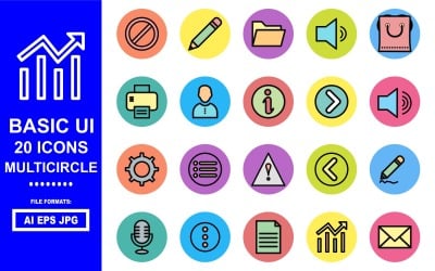 Paquete de iconos multicírculo de interfaz de usuario básica 20