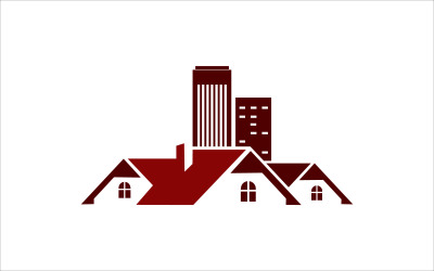 Modèle de logo de bâtiment rouge