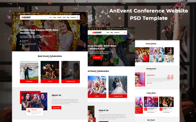 "Anevent - Event Conference Management PSD Template" - PSD шаблон №167522