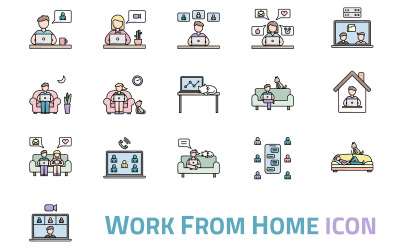 Arbeiten von zu Hause aus Iconset-Vorlage
