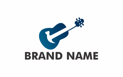 Modèle de logo de guitare marteau