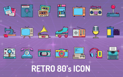 Retro 80-talets Iconset-mall