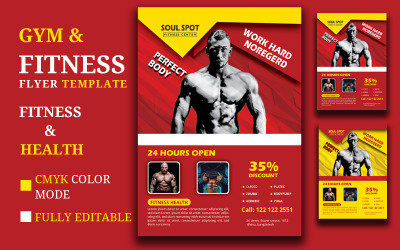 GYM &amp;amp; Fitness Flyer Corporate Identity Template