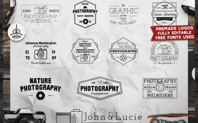 12 Vintage Photography Logos Labels - Vector Images Graphics Templates