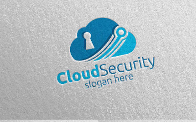 Modelo de logotipo de segurança de nuvem digital de dados