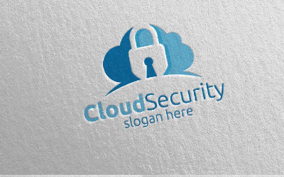 Plantilla de logotipo de seguridad en la nube digital de bloqueo