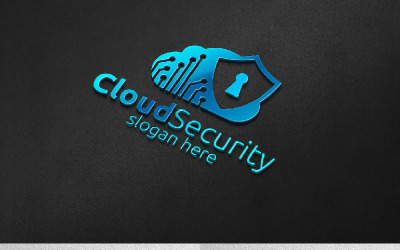 Pajzs Digital Cloud Security logó sablon
