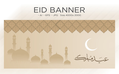 Cupola della moschea di saluto di Eid con la bandiera della luna - illustrazione