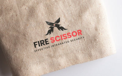 Plantilla de logotipo de tijera de fuego