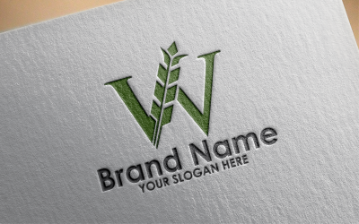 Pšenice písmeno w Logo šablona