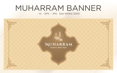 Banner di festival di Capodanno islamico musulmano con modelli islamici - illustrazione