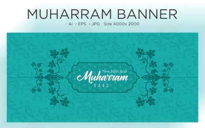 Glad Muharram islamisk nyårsferiebanner - illustration