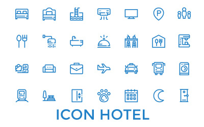 Plantilla de conjunto de iconos de comodidades de hotel