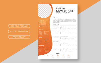 Resume Layout with Orange Gradients - Corporate Identity Template