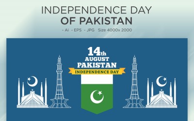 Szczęśliwego Dnia Niepodległości 14 sierpnia Pakistan - ilustracja