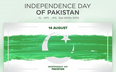 巴基斯坦独立纪念日贺卡8月14日-光栅插图