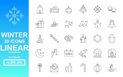 30 Pack d&amp;#39;icônes linéaires d&amp;#39;hiver