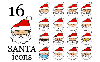Papai Noel - Conjunto de ícones de personagens desenhados à mão