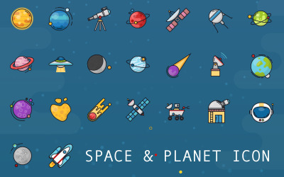 Planeet en ruimte pictogram