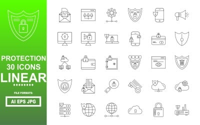 30 Protection Linear Icon Pack