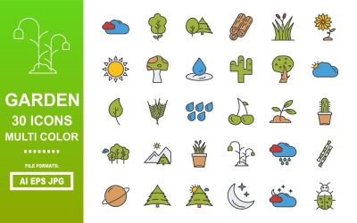 30 садових різнокольорових іконок