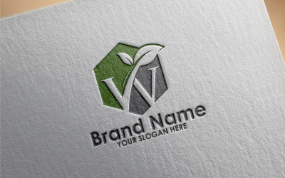 Groene Letter W hexa Logo sjabloon