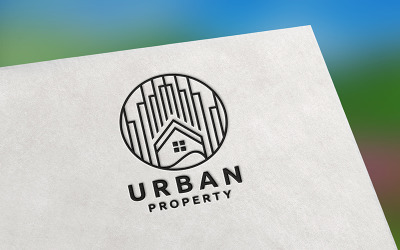 Modello di logo immobiliare di proprietà urbana