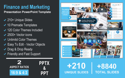 Prémium Finance and Marketing Presentation PowerPoint Template PowerPoint sablon 170694