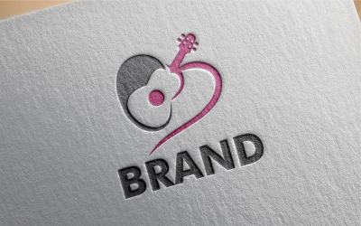 Шаблон логотипа гитара любовь