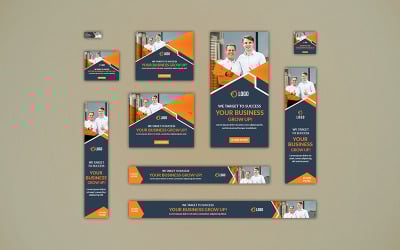 Conjunto de banners web profesionales de Google Ads para redes sociales