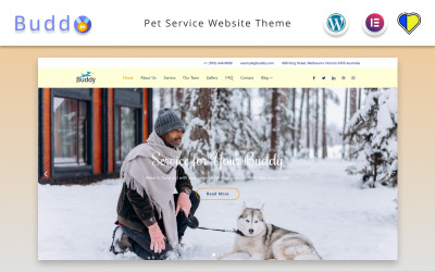 Buddy - Élément de site Web de service pour animaux de compagnie Thème WordPress
