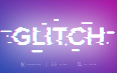 Glitch szöveghatás és réteg stílus - illusztráció
