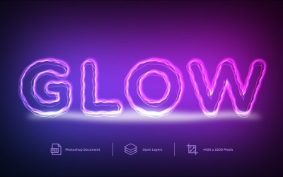 Glow Text Effect Design Layer Style - Illustrazione