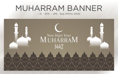 Happy Islamic holiday Mosques Dome Banner Template - Illustration