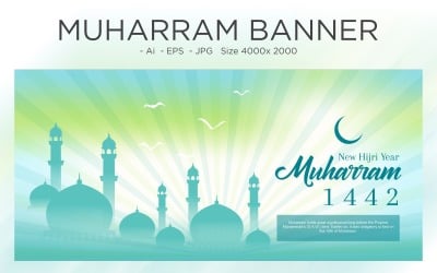 Islamic festival mosque Dome Design Template banner - Illustration