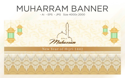 Modello della bandiera islamica di festa di Muharram - illustrazione