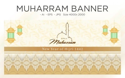 Szablon transparent święto Muharrama islamskie - ilustracja